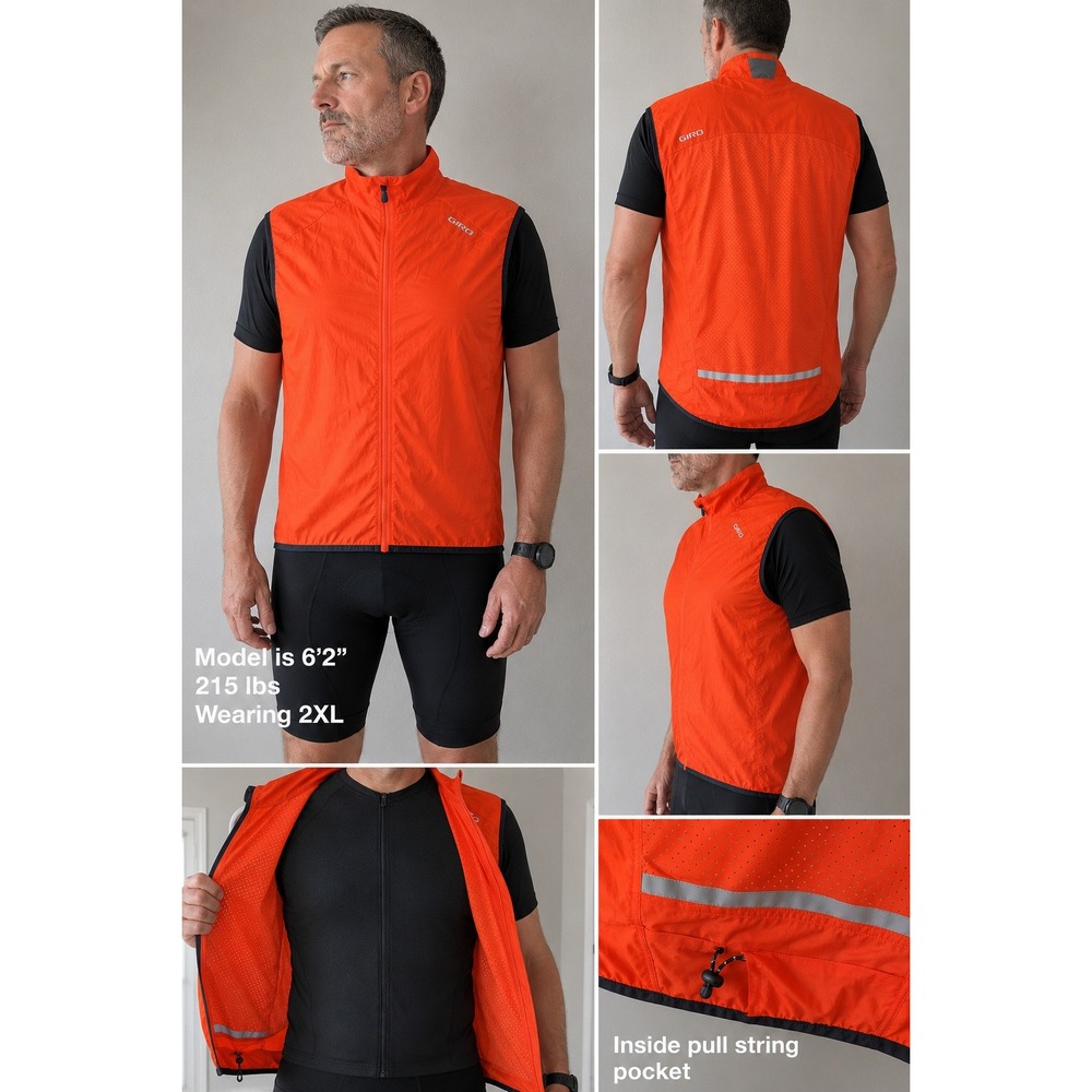 Giro‎ Chrono Expert Wind Vest Mens 2XL Orange Reflective Cycling Biking Gilet
